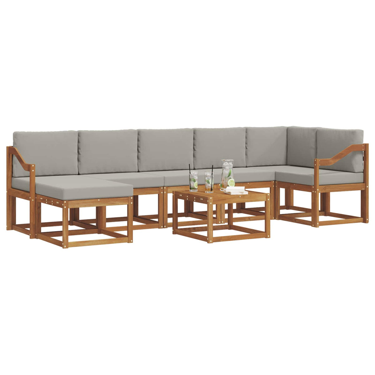 Set vanjskih sofa 8 kom. Prirodna i svijetlo siva