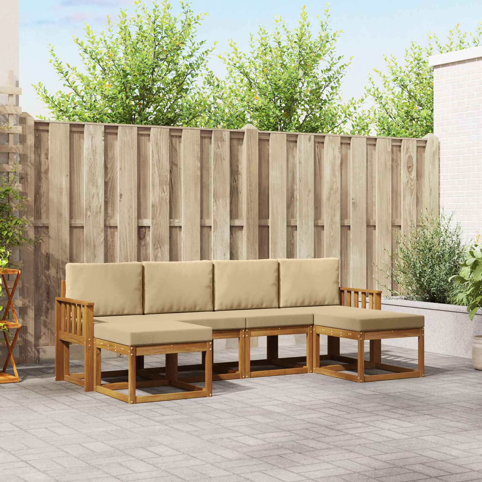 Set vanjskih sofa 6 pcs Prirodna i bež Konstruirano drvo