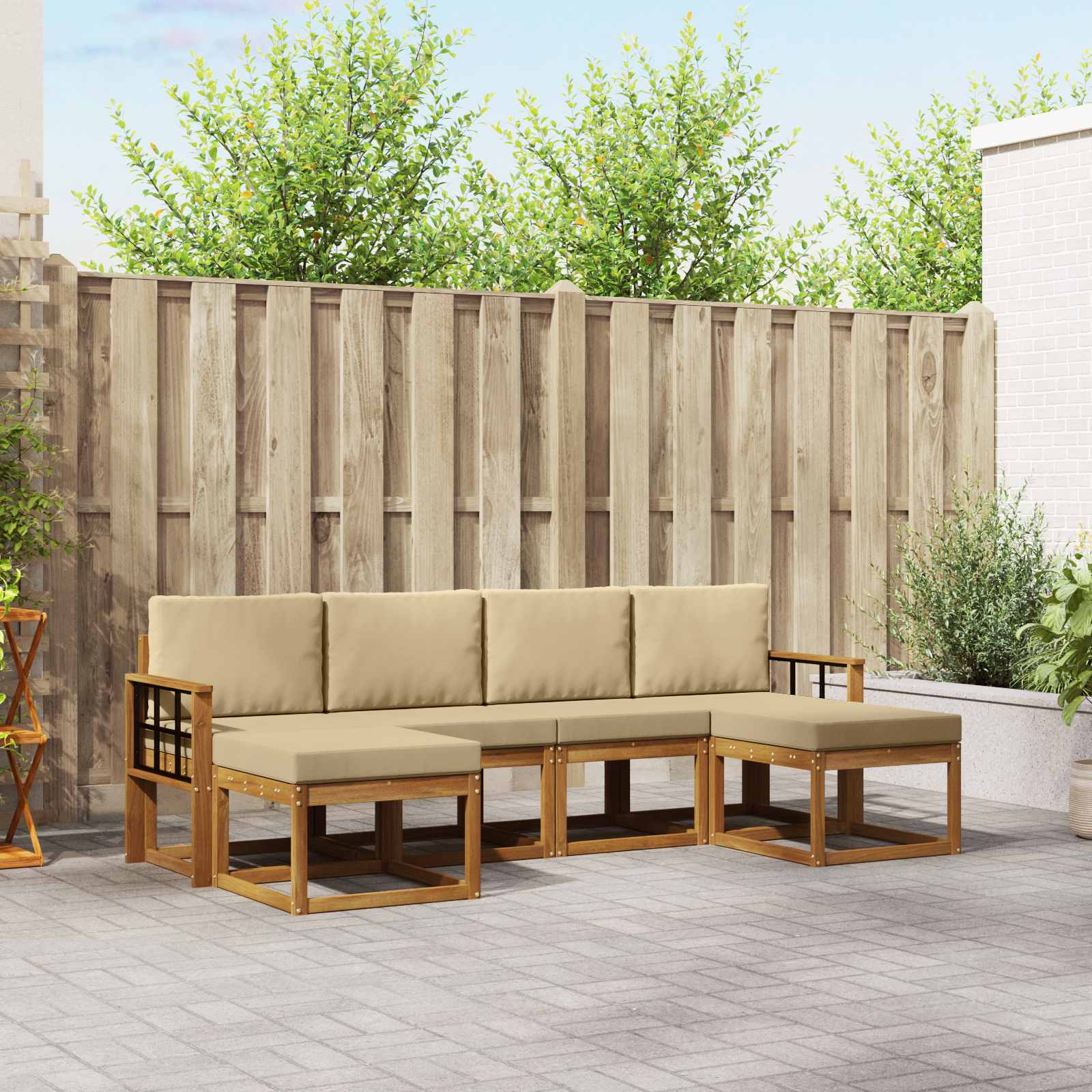 Set vanjskih sofa 6 pcs Prirodna i bež Konstruirano drvo