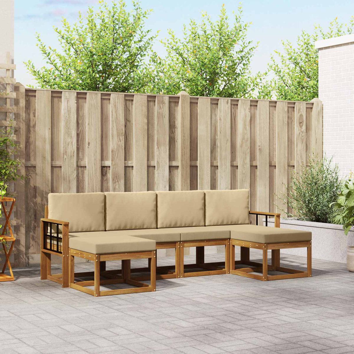 Set vanjskih sofa 6 kom. Prirodna i bež