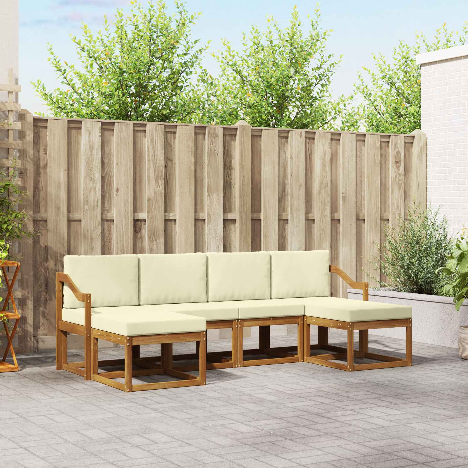 Set vanjskih sofa 6 pcs Prirodna i krem Konstruirano drvo