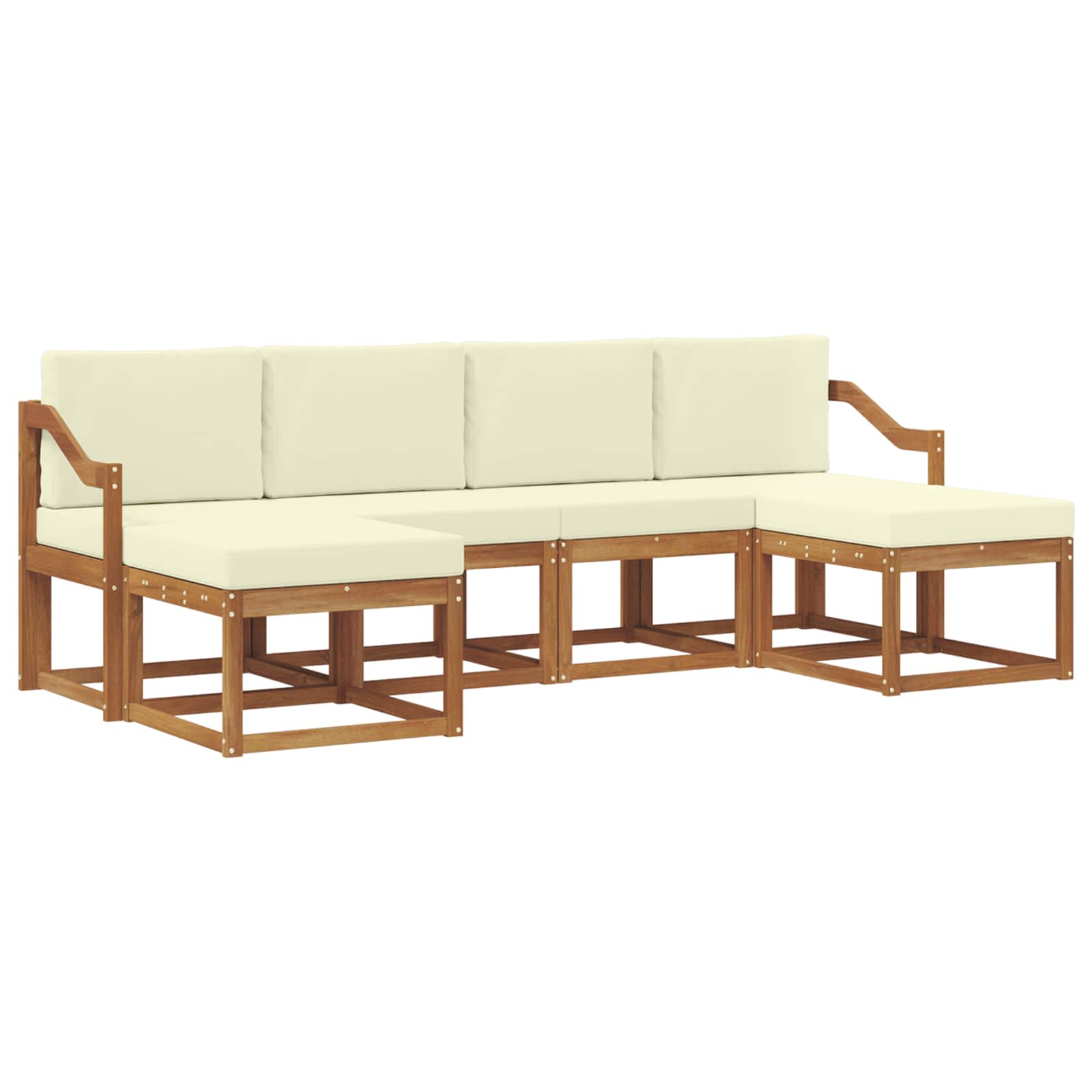 Set vanjskih sofa 6 pcs Prirodna i krem Konstruirano drvo