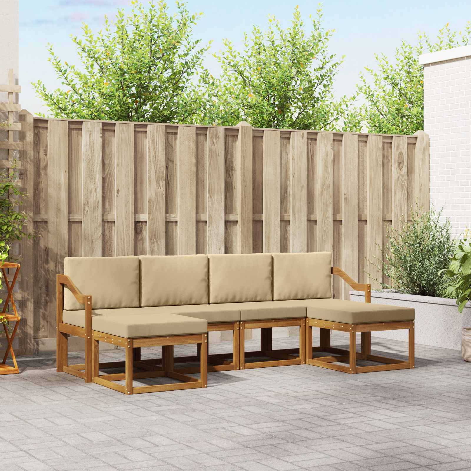 Set vanjskih sofa 6 pcs Prirodna i bež Konstruirano drvo