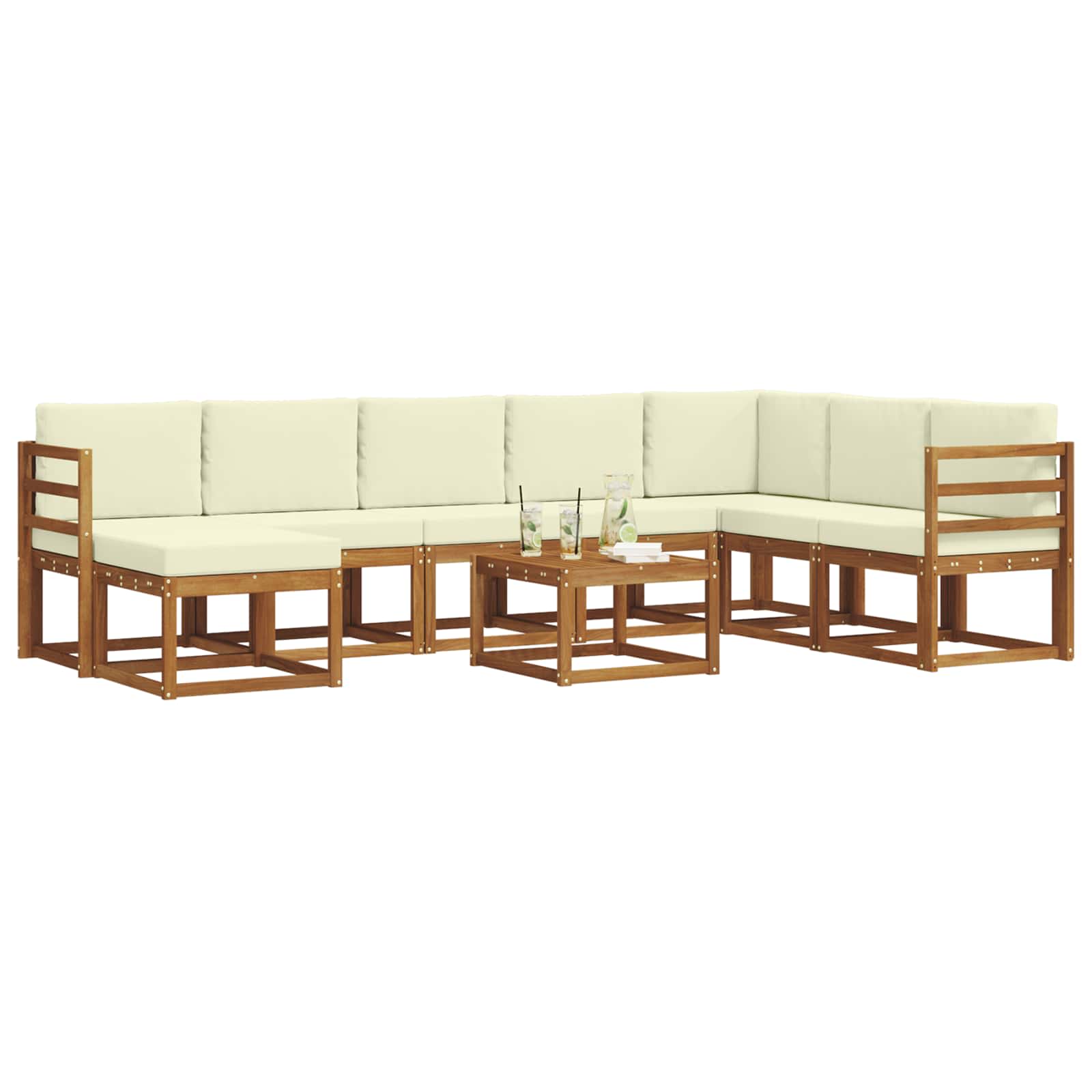 Set vanjskih sofa s jastukom 9 pcs Prirodna i krem