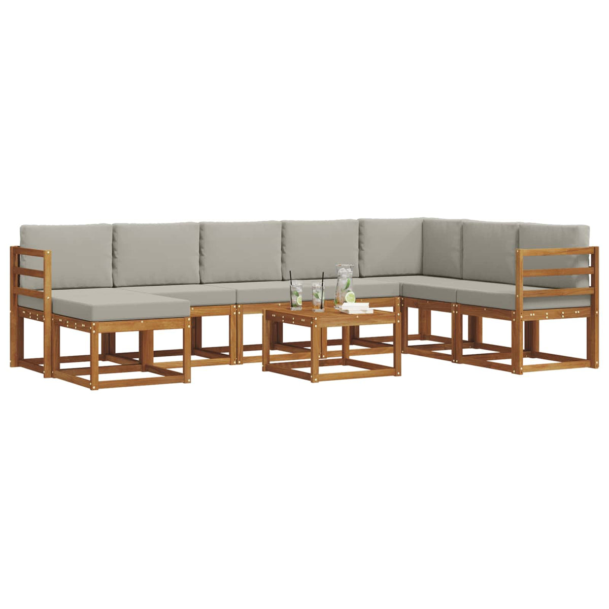 Set vanjskih sofa 9 kom. Prirodna i svijetlo siva