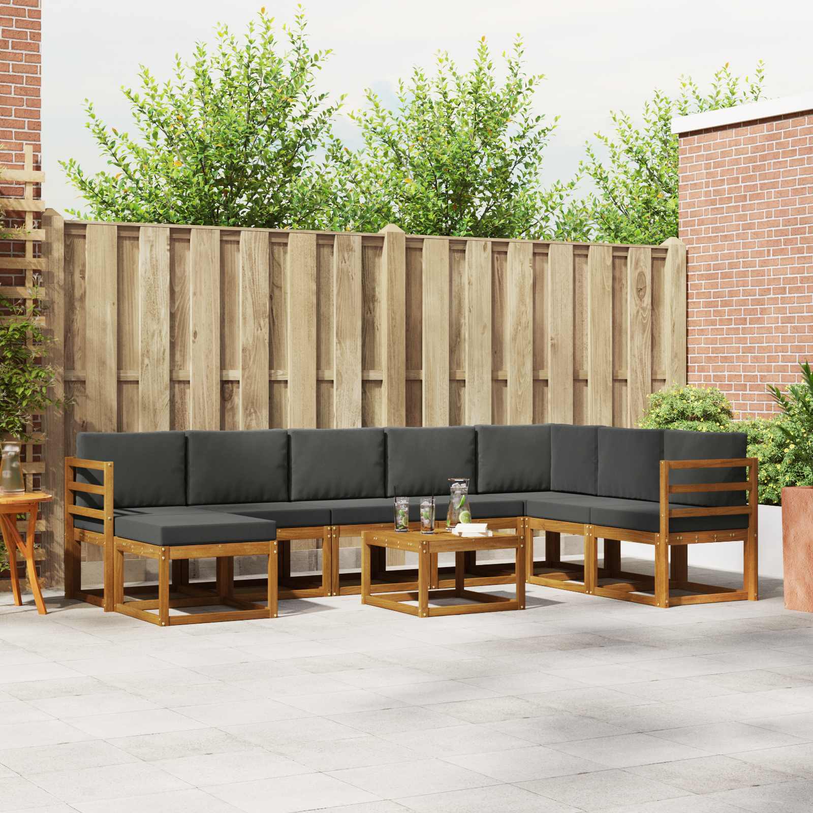Set vanjskih sofa s jastukom 9 pcs Prirodna i antracit