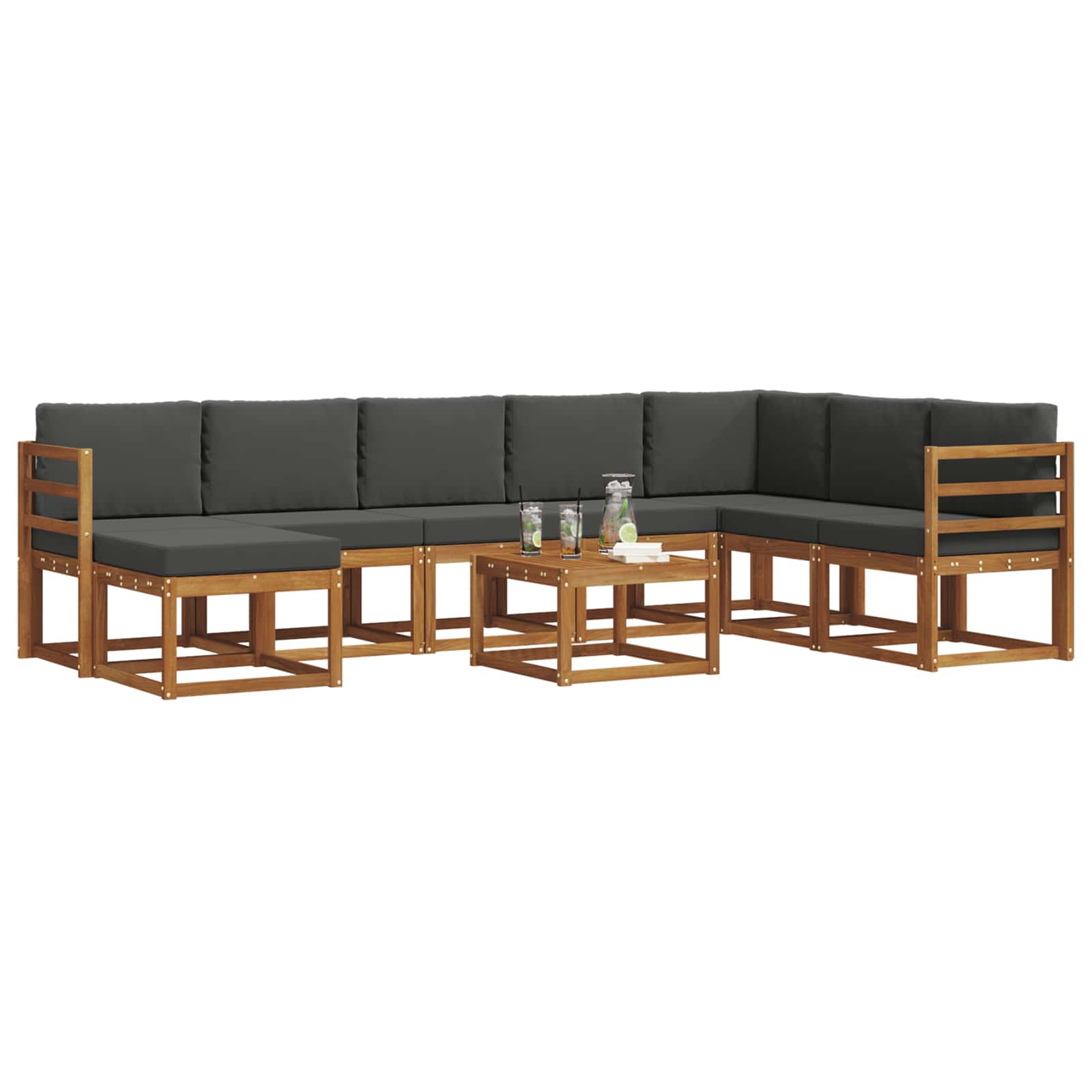 Set vanjskih sofa s jastukom 9 pcs Prirodna i antracit
