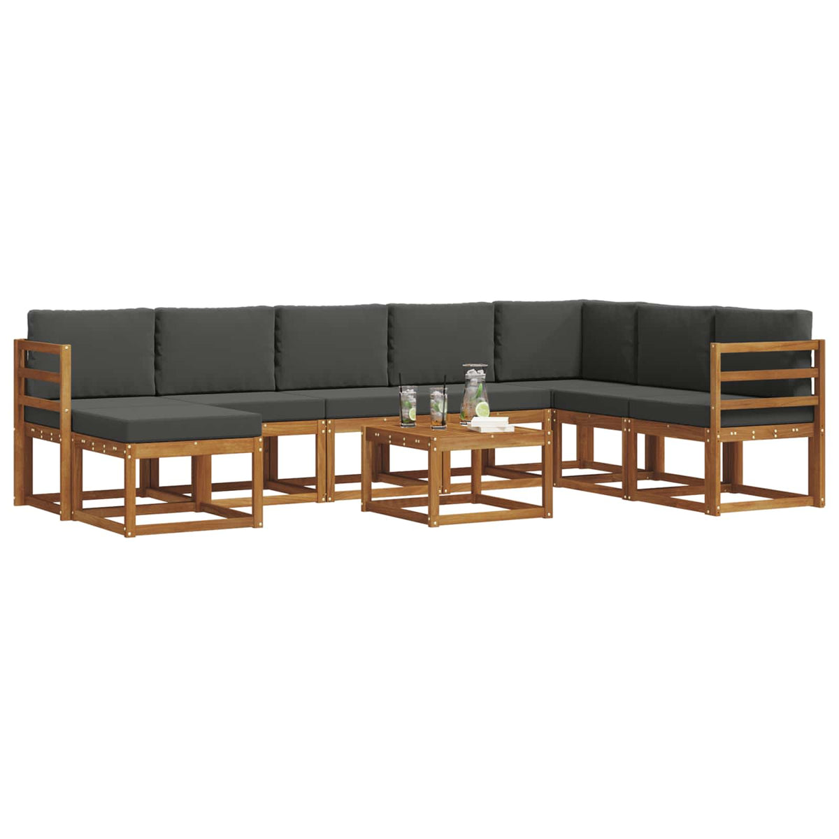 Set vanjskih sofa 9 kom. Prirodna i antracit