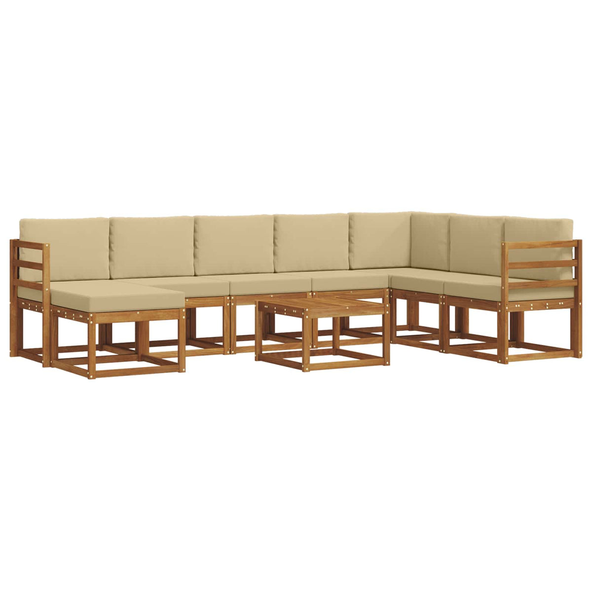 Set vanjskih sofa s jastukom 9 pcs Prirodna i bež
