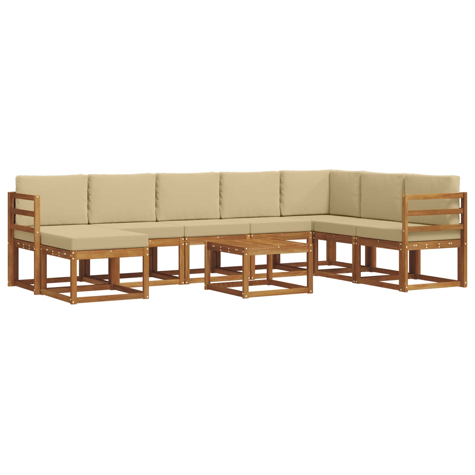 Set vanjskih sofa s jastukom 9 pcs Prirodna i bež