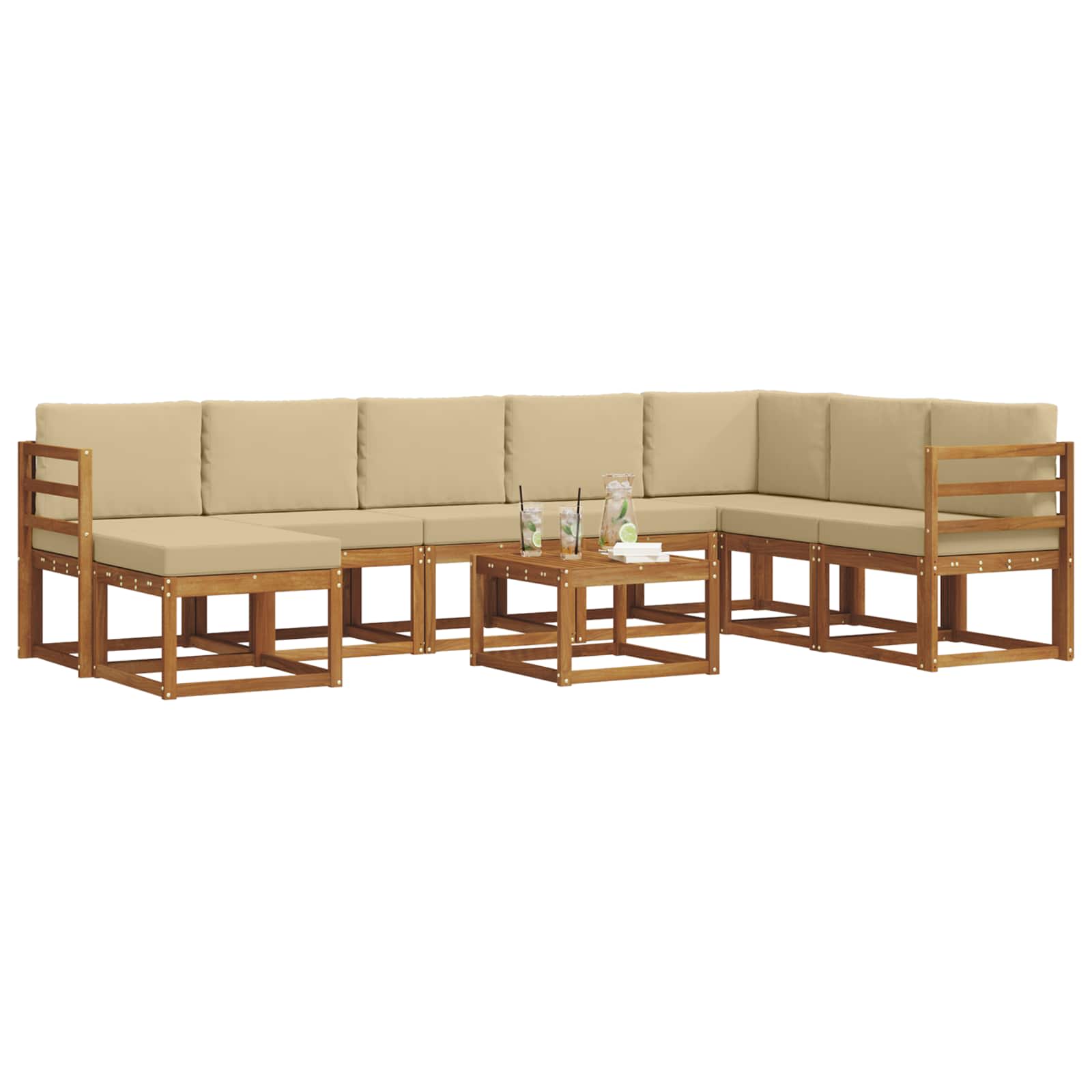 Set vanjskih sofa s jastukom 9 pcs Prirodna i bež