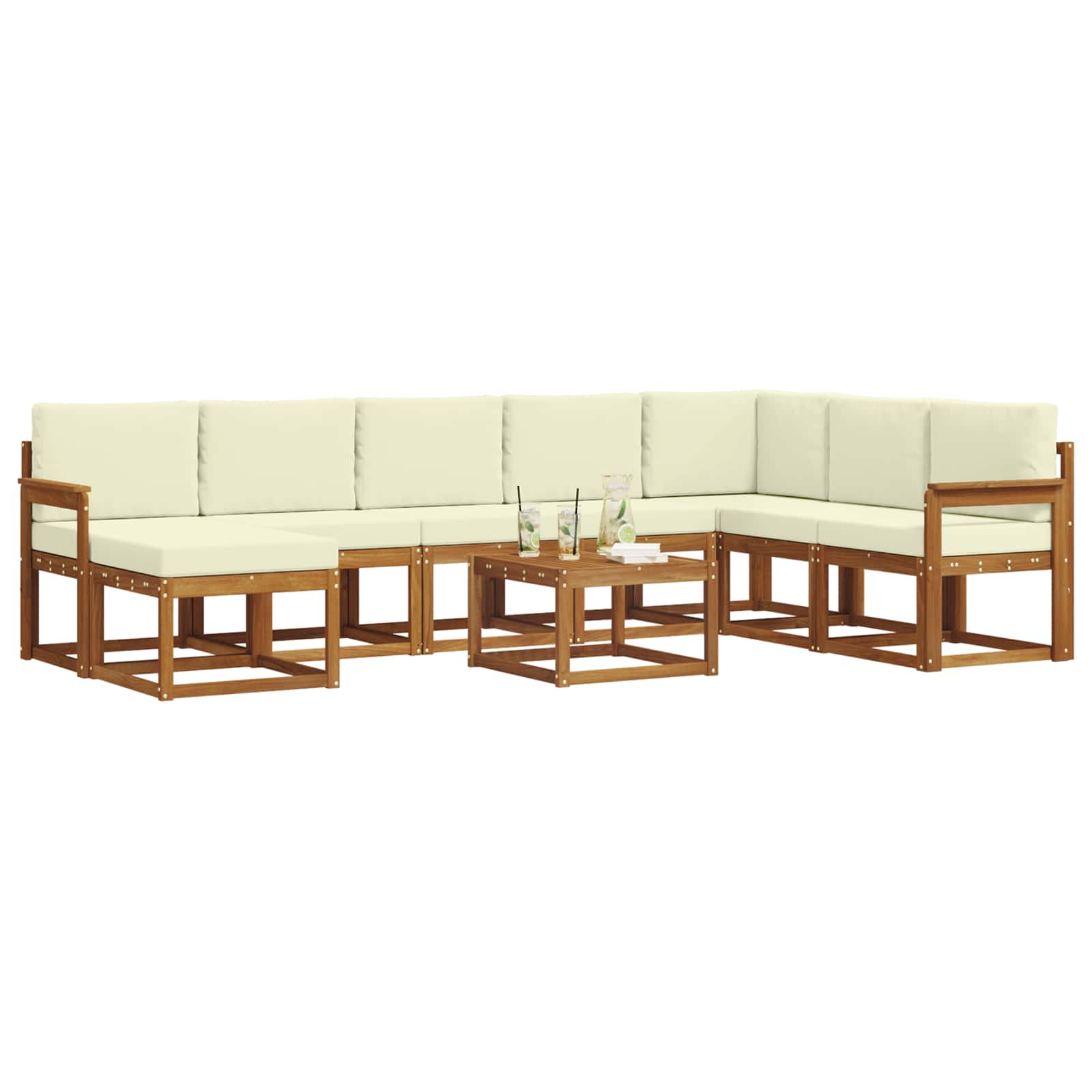 Set vanjskih sofa s jastukom 9 pcs Prirodna i krem