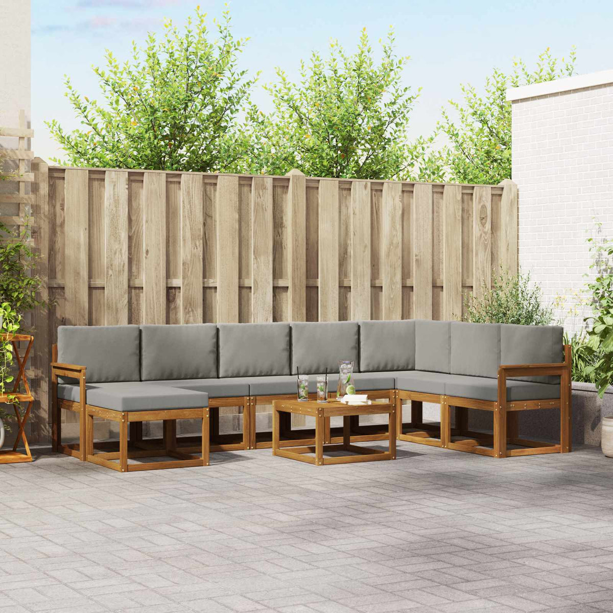 Set vanjskih sofa 9 kom. Prirodna i svijetlo siva