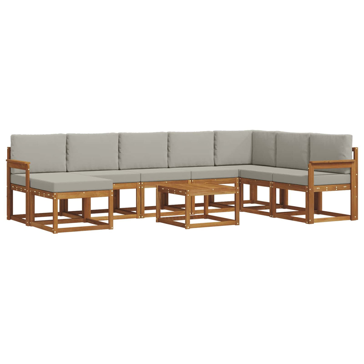 Set vanjskih sofa 9 kom. Prirodna i svijetlo siva