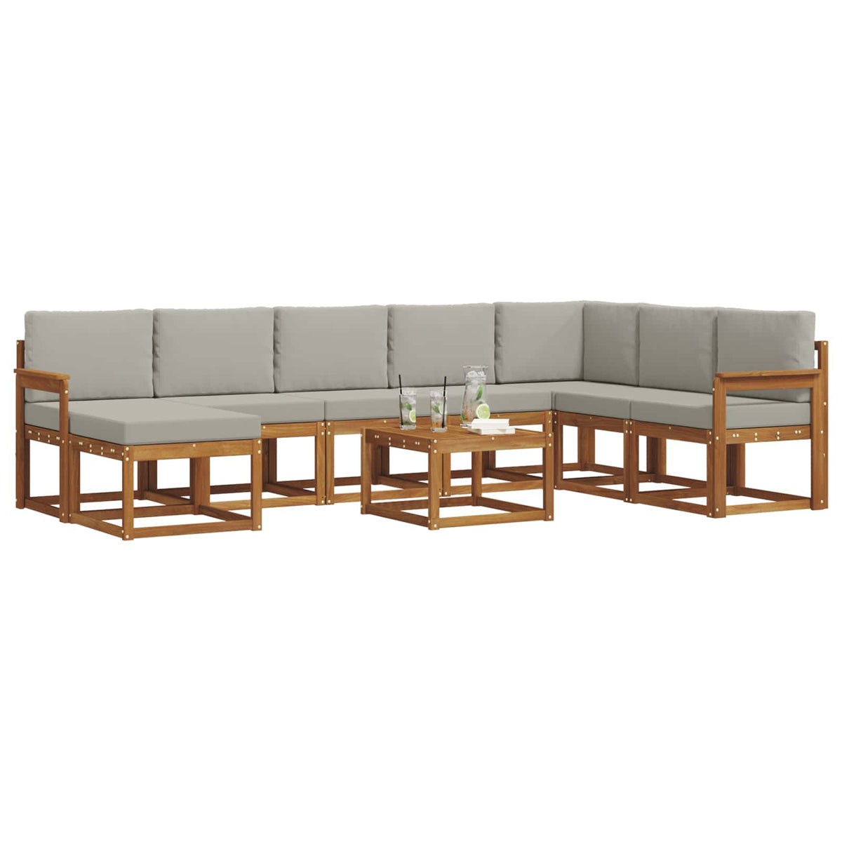 Set vanjskih sofa 9 kom. Prirodna i svijetlo siva