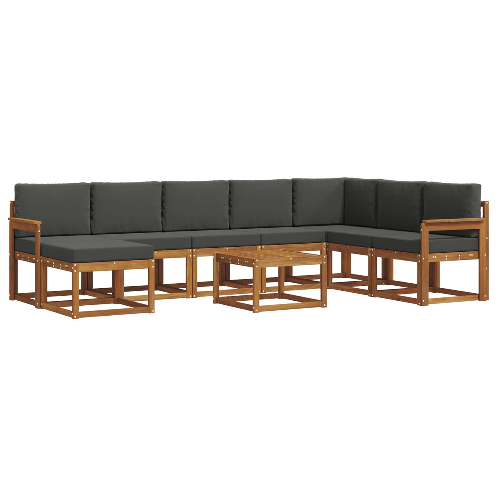 Set vanjskih sofa s jastukom 9 pcs Prirodna i antracit