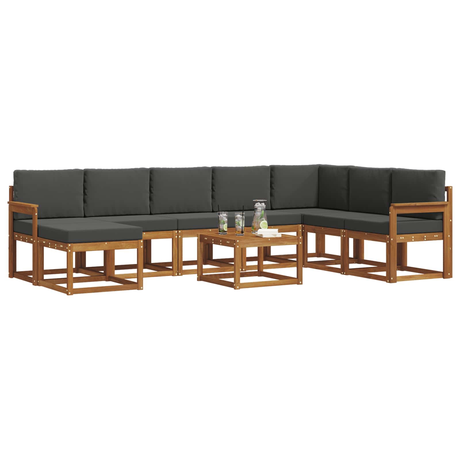 Set vanjskih sofa s jastukom 9 pcs Prirodna i antracit