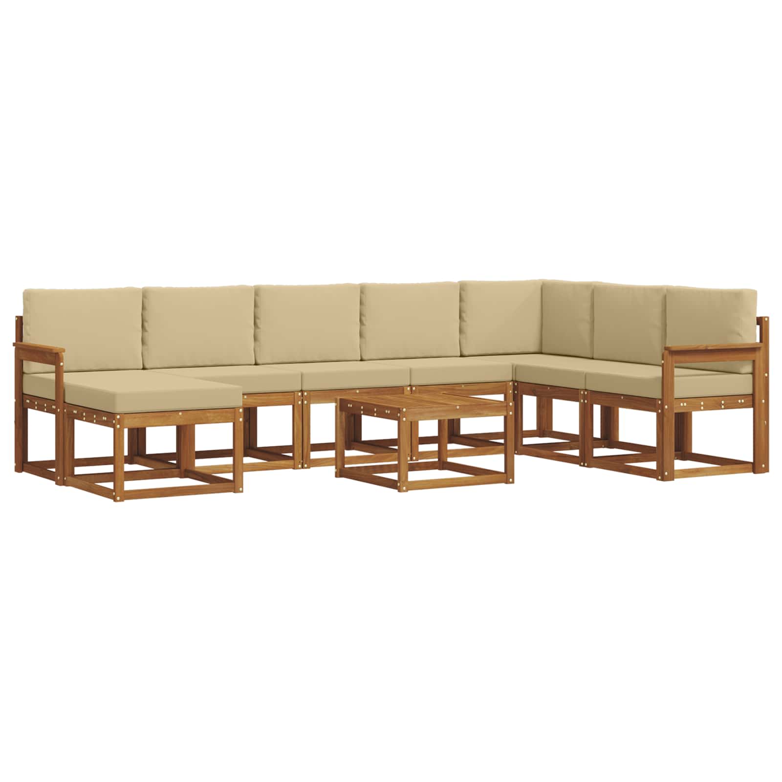 Set vanjskih sofa s jastukom 9 pcs Prirodna i bež