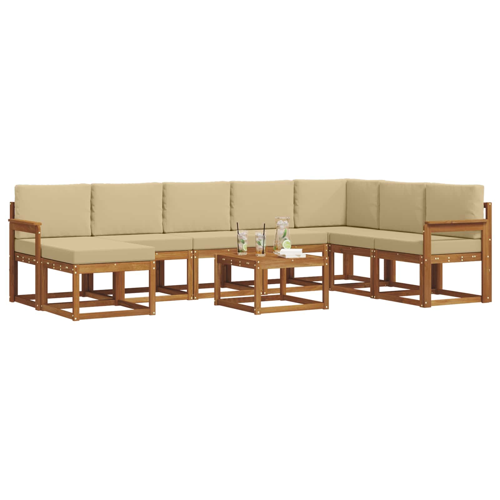 Set vanjskih sofa s jastukom 9 pcs Prirodna i bež