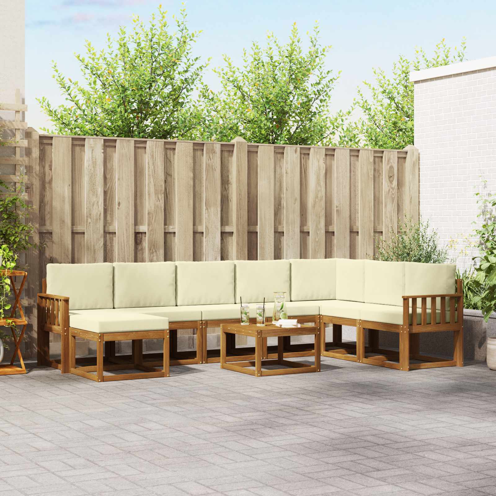 Set vanjskih sofa s jastukom 9 pcs Prirodna i krem