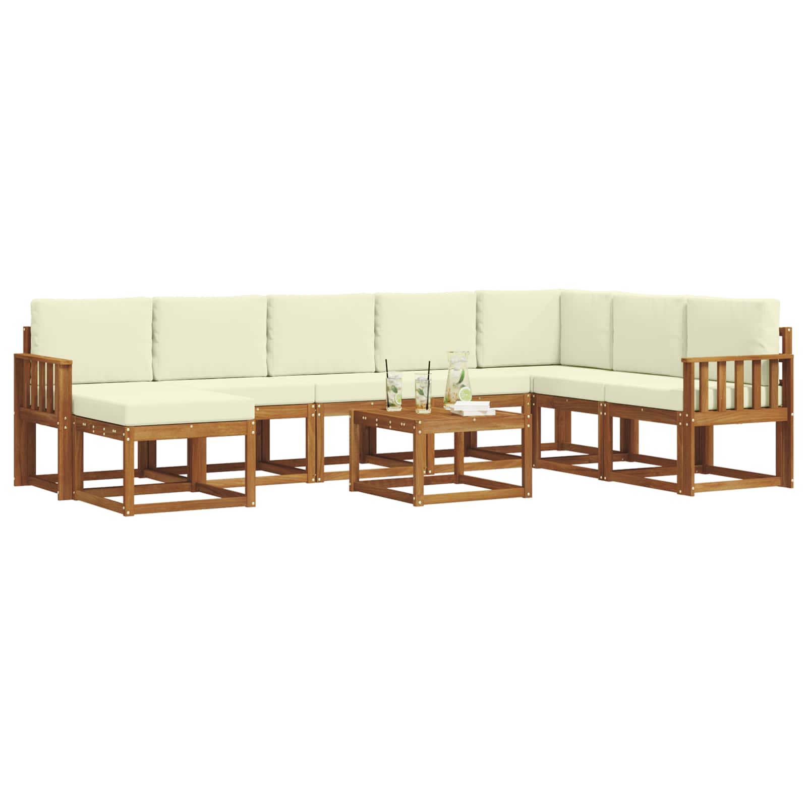 Set vanjskih sofa s jastukom 9 pcs Prirodna i krem