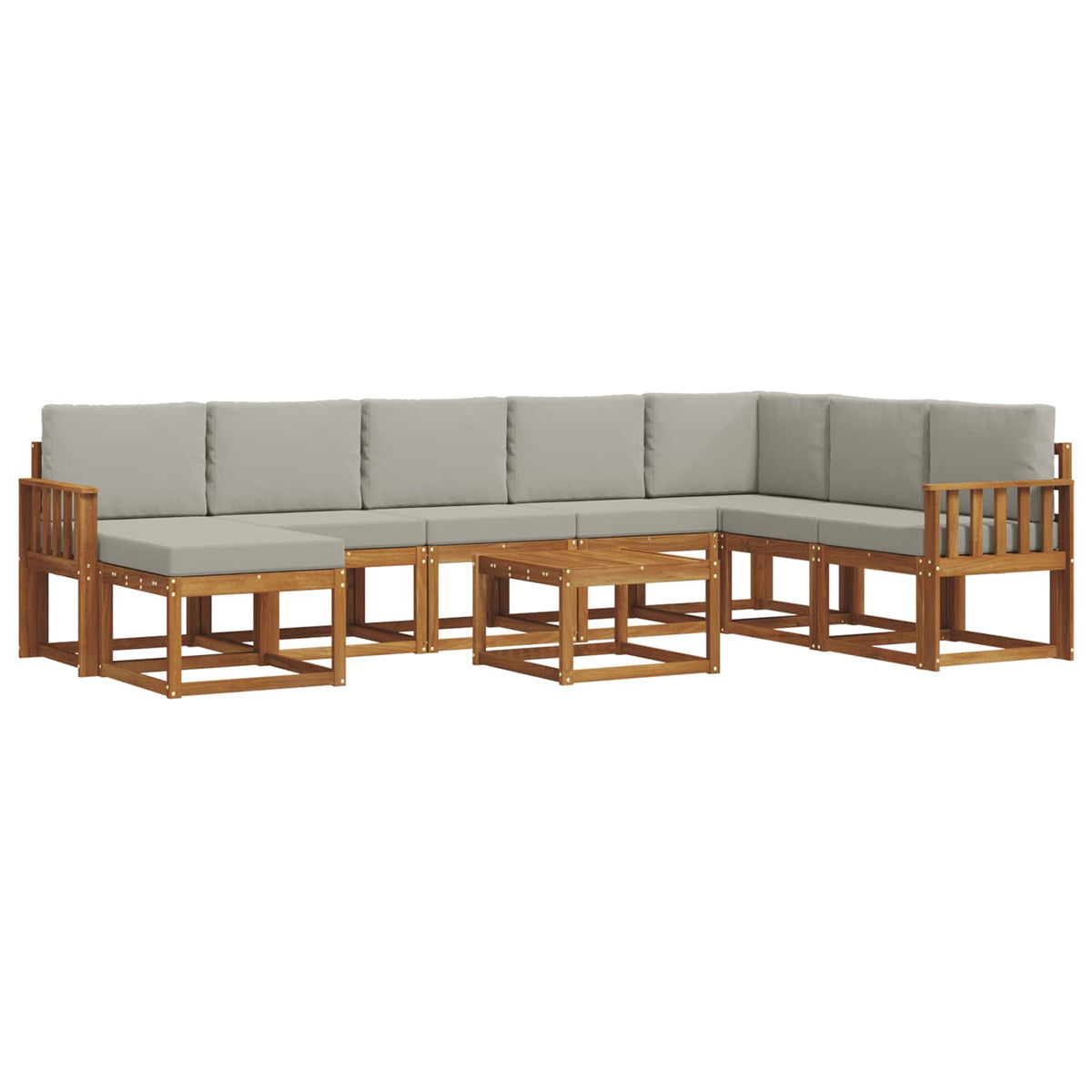 Set vanjskih sofa 9 kom. Prirodna i svijetlo siva