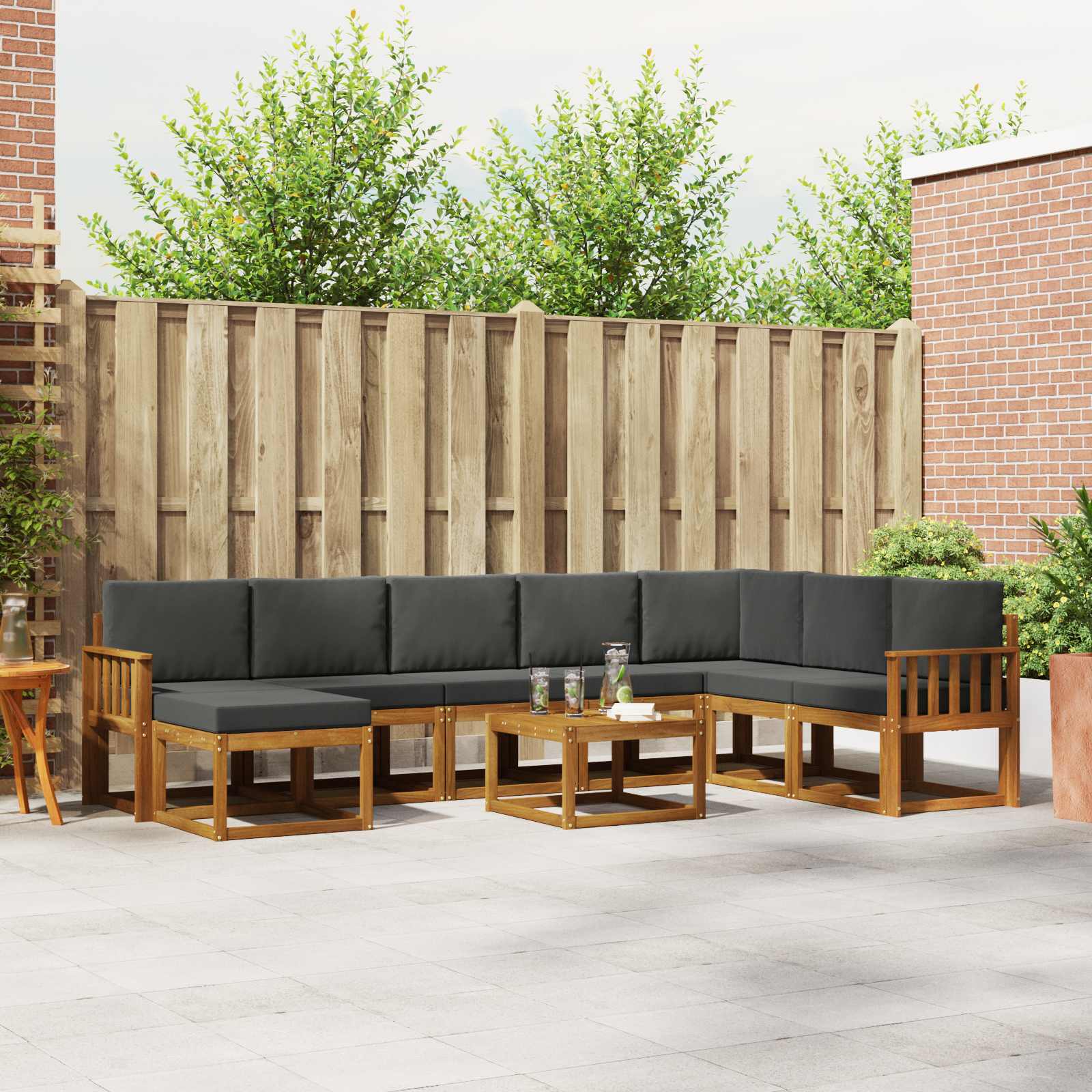 Set vanjskih sofa s jastukom 9 pcs Prirodna i antracit