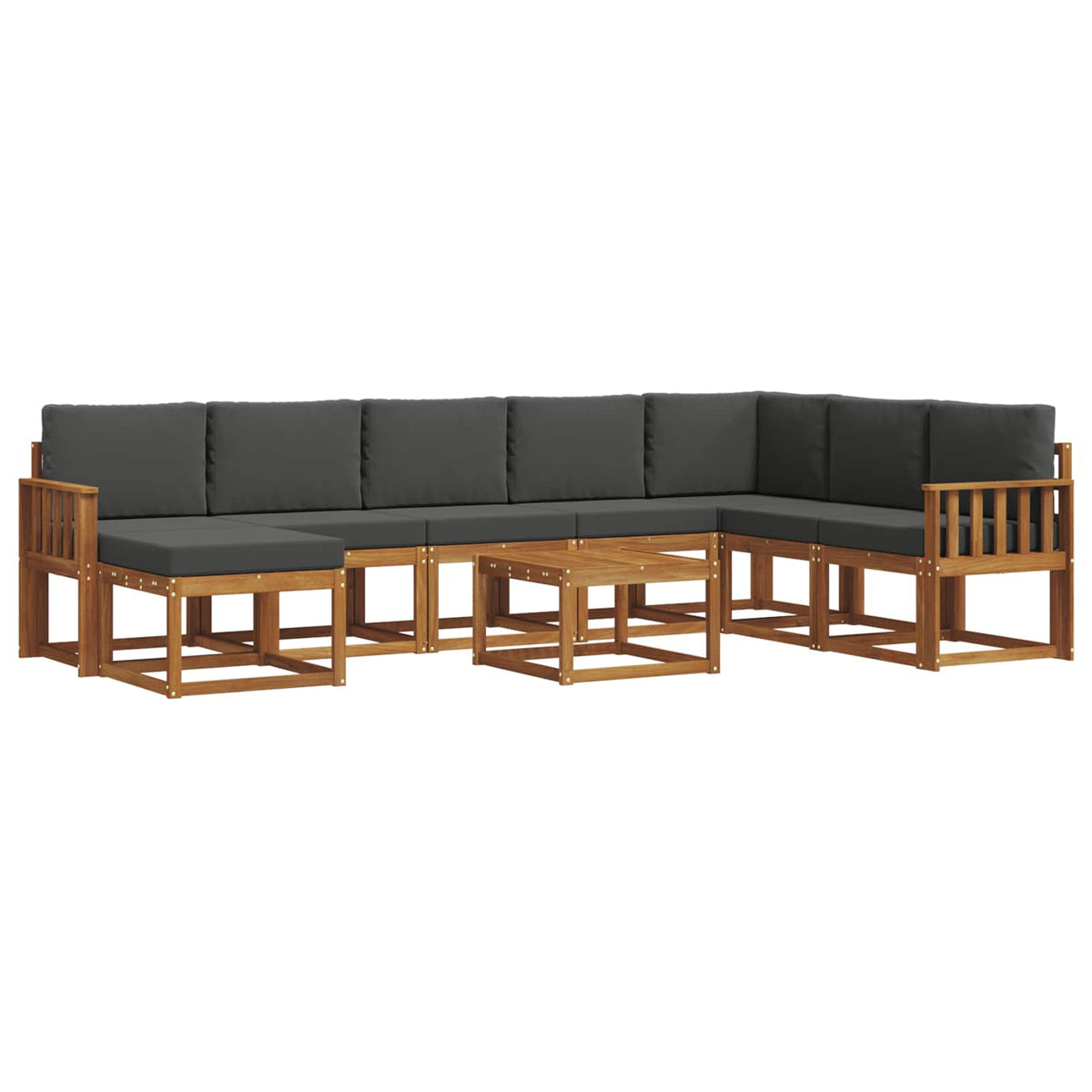 Set vanjskih sofa s jastukom 9 pcs Prirodna i antracit