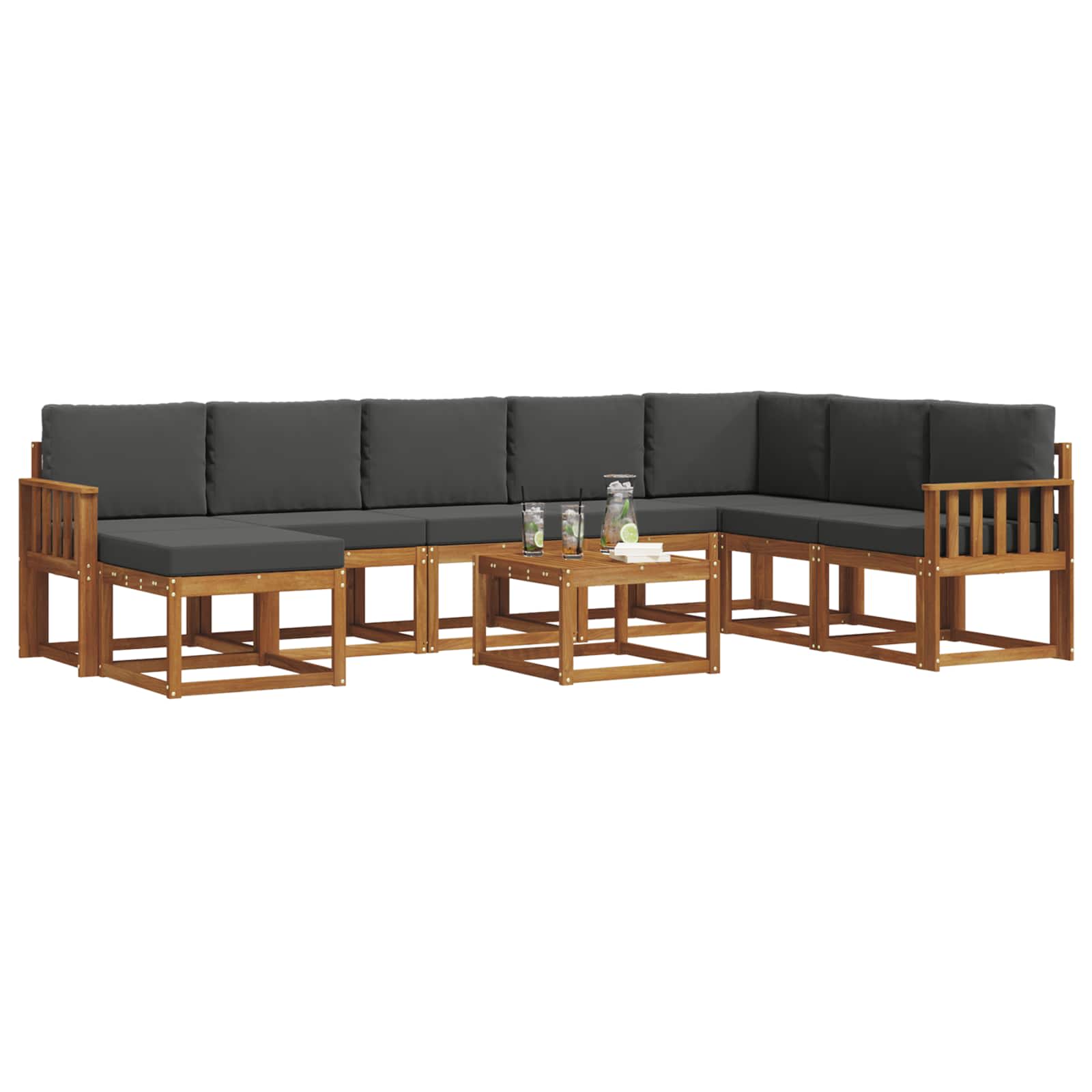 Set vanjskih sofa s jastukom 9 pcs Prirodna i antracit