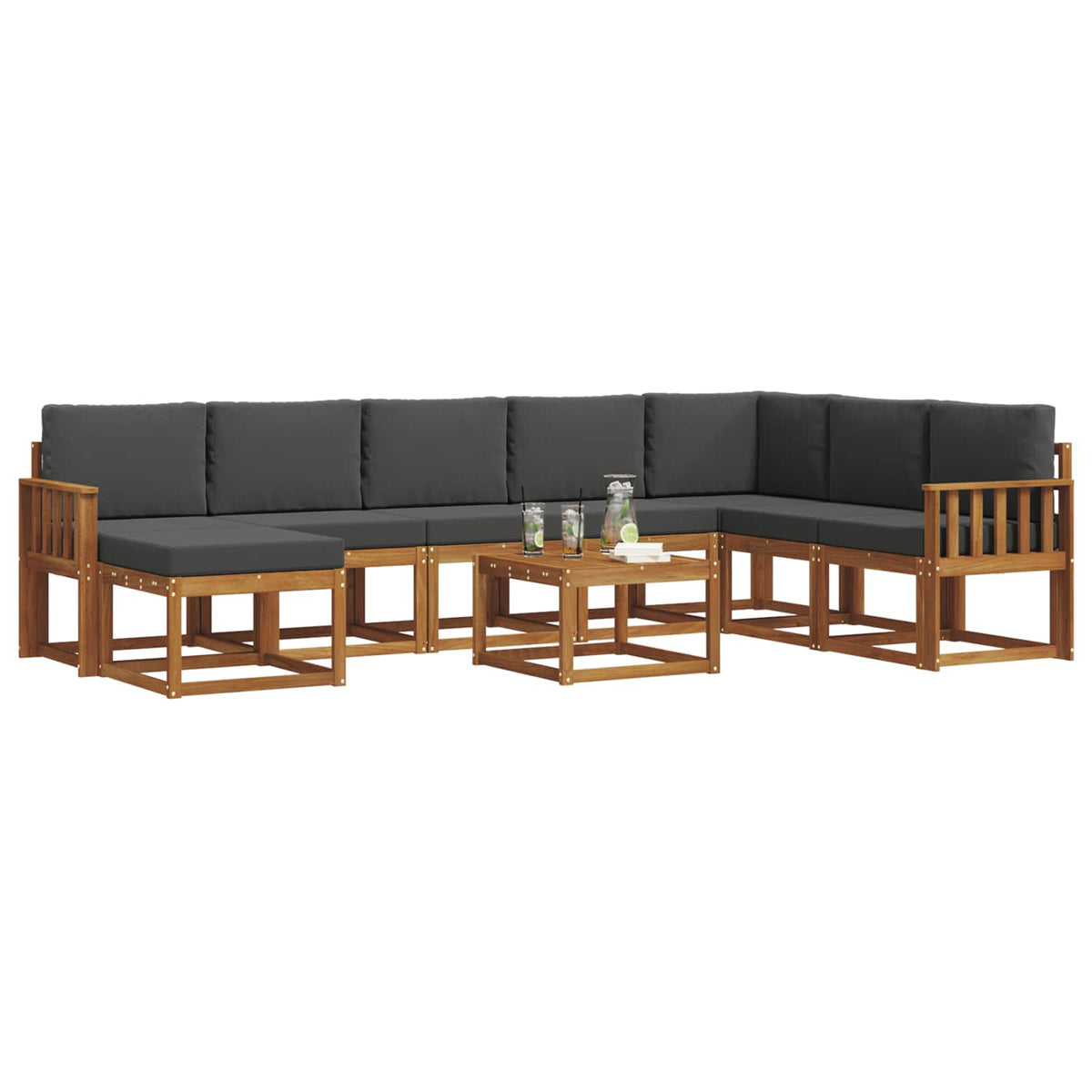 Set vanjskih sofa 9 kom. Prirodna i antracit