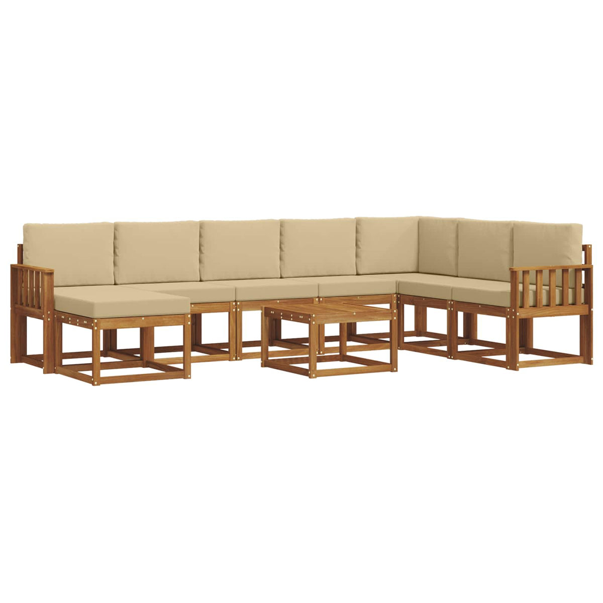Set vanjskih sofa s jastukom 9 pcs Prirodna i bež