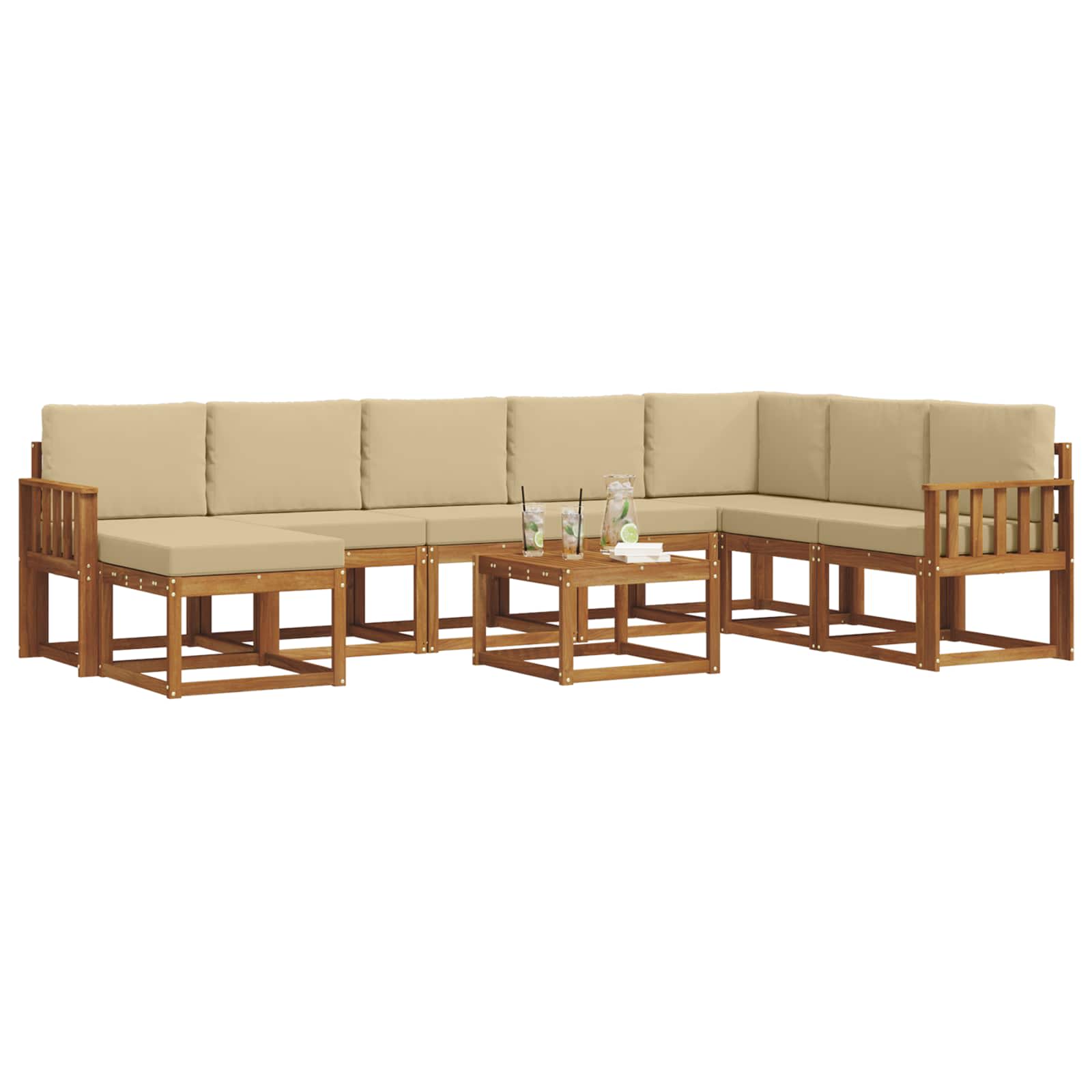 Set vanjskih sofa s jastukom 9 pcs Prirodna i bež