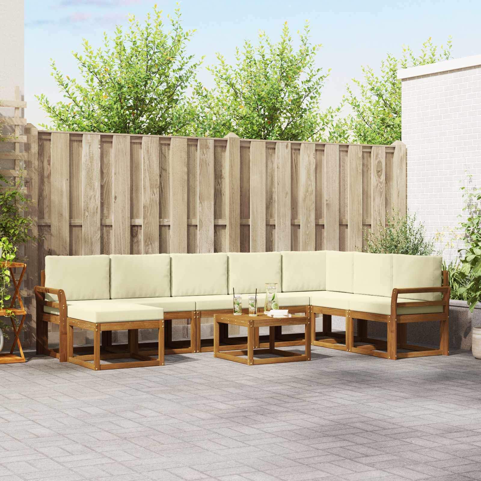 Set vanjskih sofa s jastukom 9 pcs Prirodna i krem