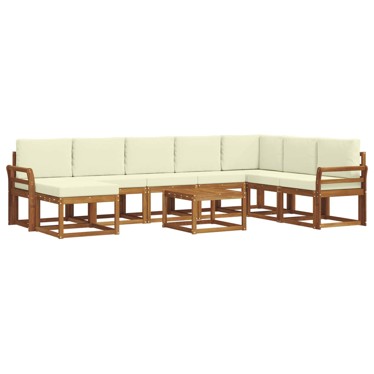 Set vanjskih sofa s jastukom 9 pcs Prirodna i krem