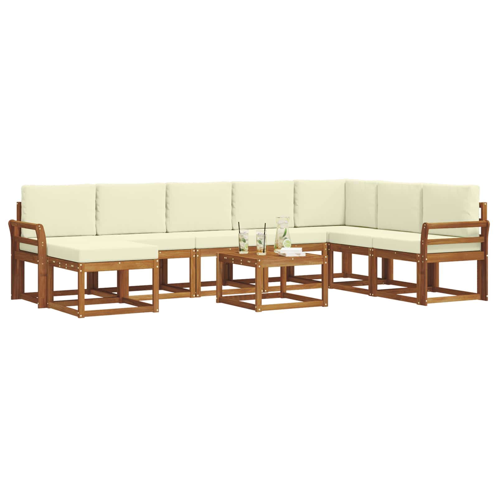 Set vanjskih sofa s jastukom 9 pcs Prirodna i krem