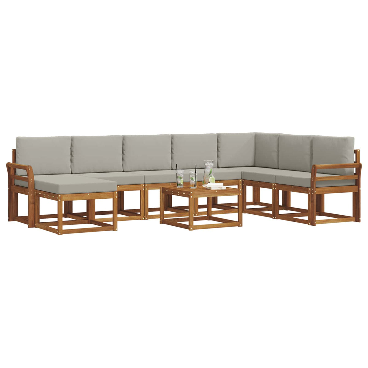 Set vanjskih sofa 9 kom. Prirodna i svijetlo siva