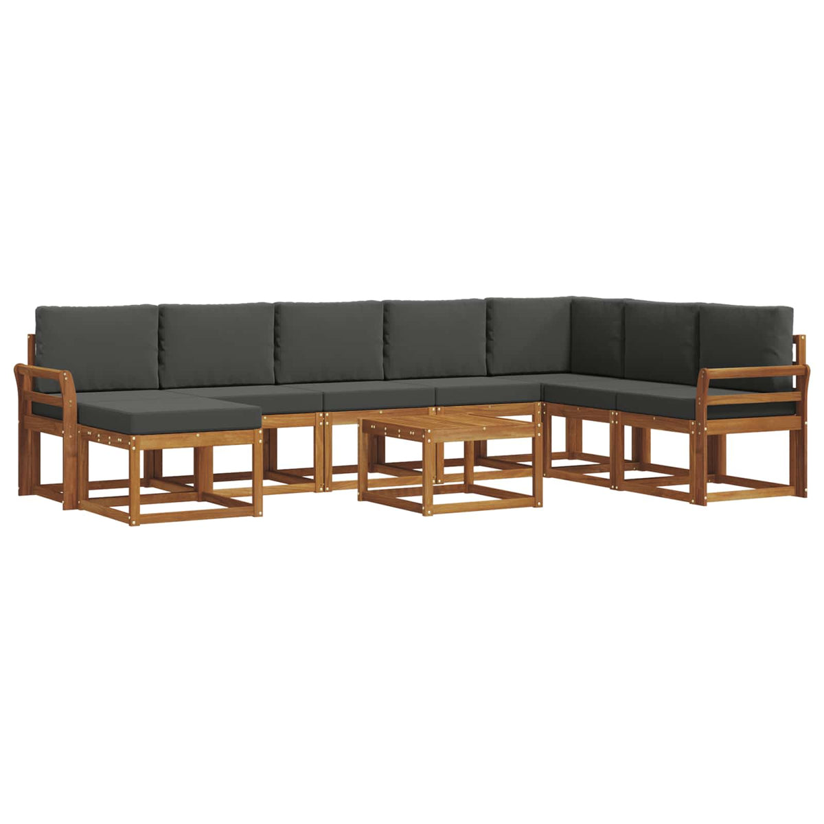 Set vanjskih sofa s jastukom 9 pcs Prirodna i antracit