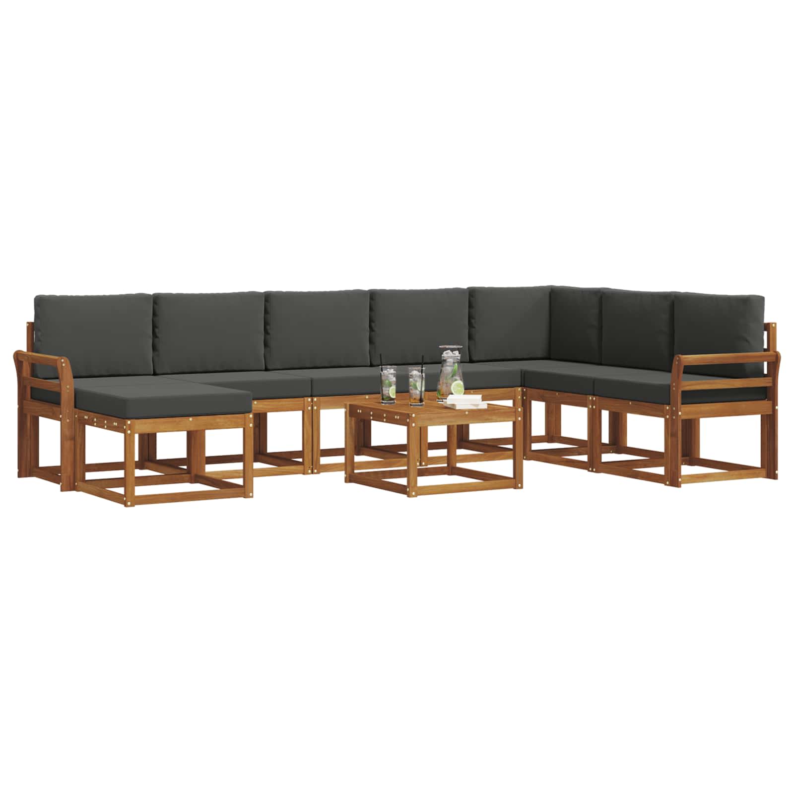 Set vanjskih sofa s jastukom 9 pcs Prirodna i antracit