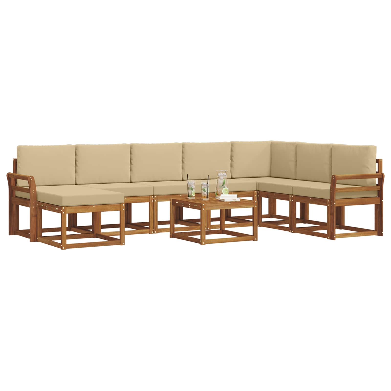 Set vanjskih sofa s jastukom 9 pcs Prirodna i bež