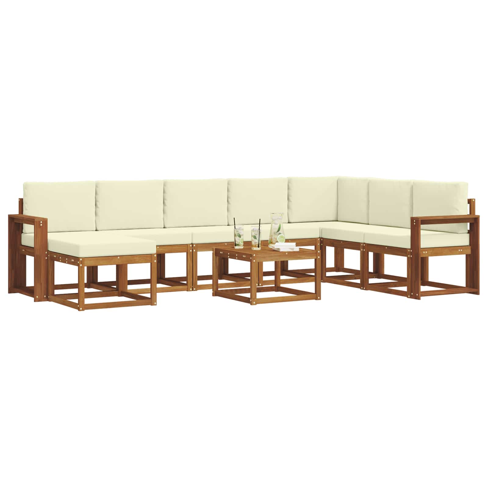 Set vanjskih sofa s jastukom 9 pcs Prirodna i krem