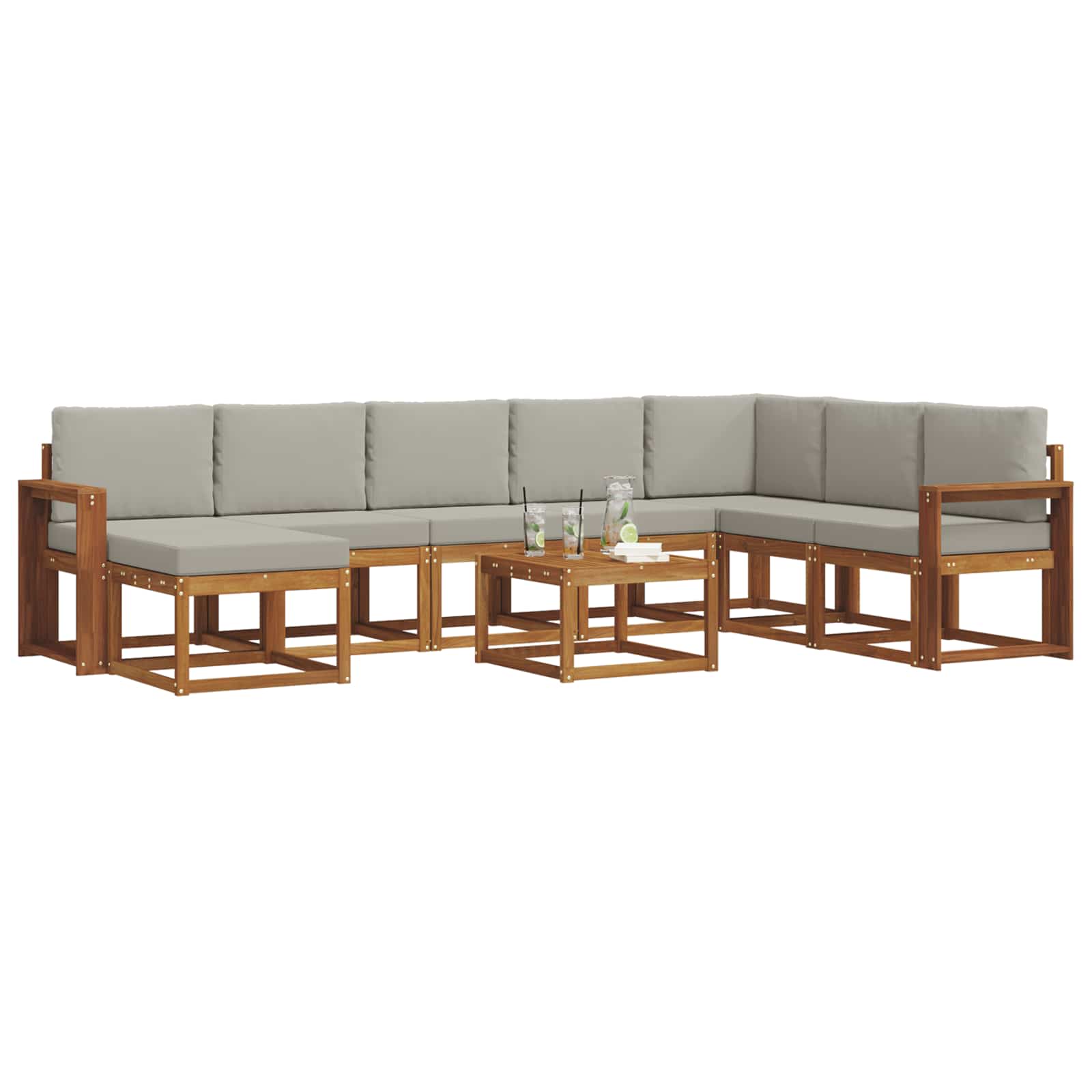 Set vanjskih sofa 9 kom. Prirodna i svijetlo siva