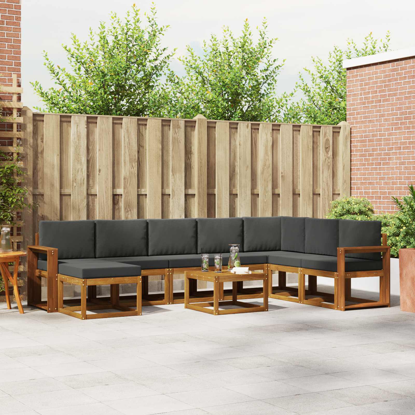 Set vanjskih sofa s jastukom 9 pcs Prirodna i antracit