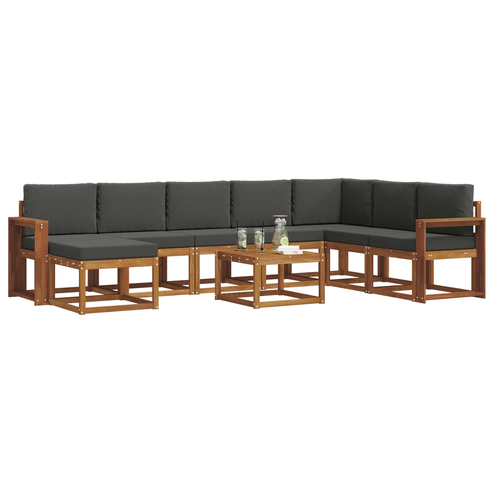 Set vanjskih sofa s jastukom 9 pcs Prirodna i antracit