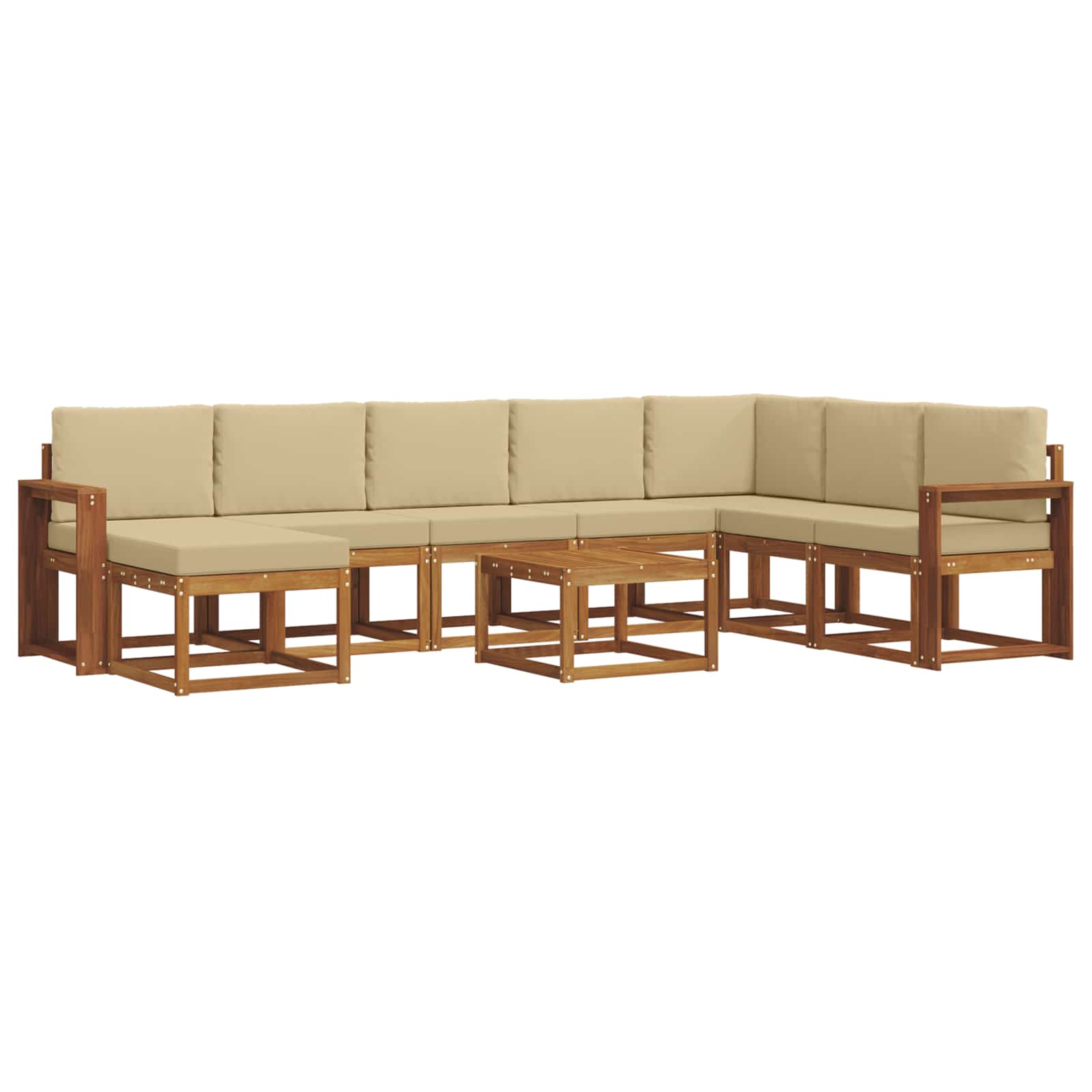Set vanjskih sofa s jastukom 9 pcs Prirodna i bež
