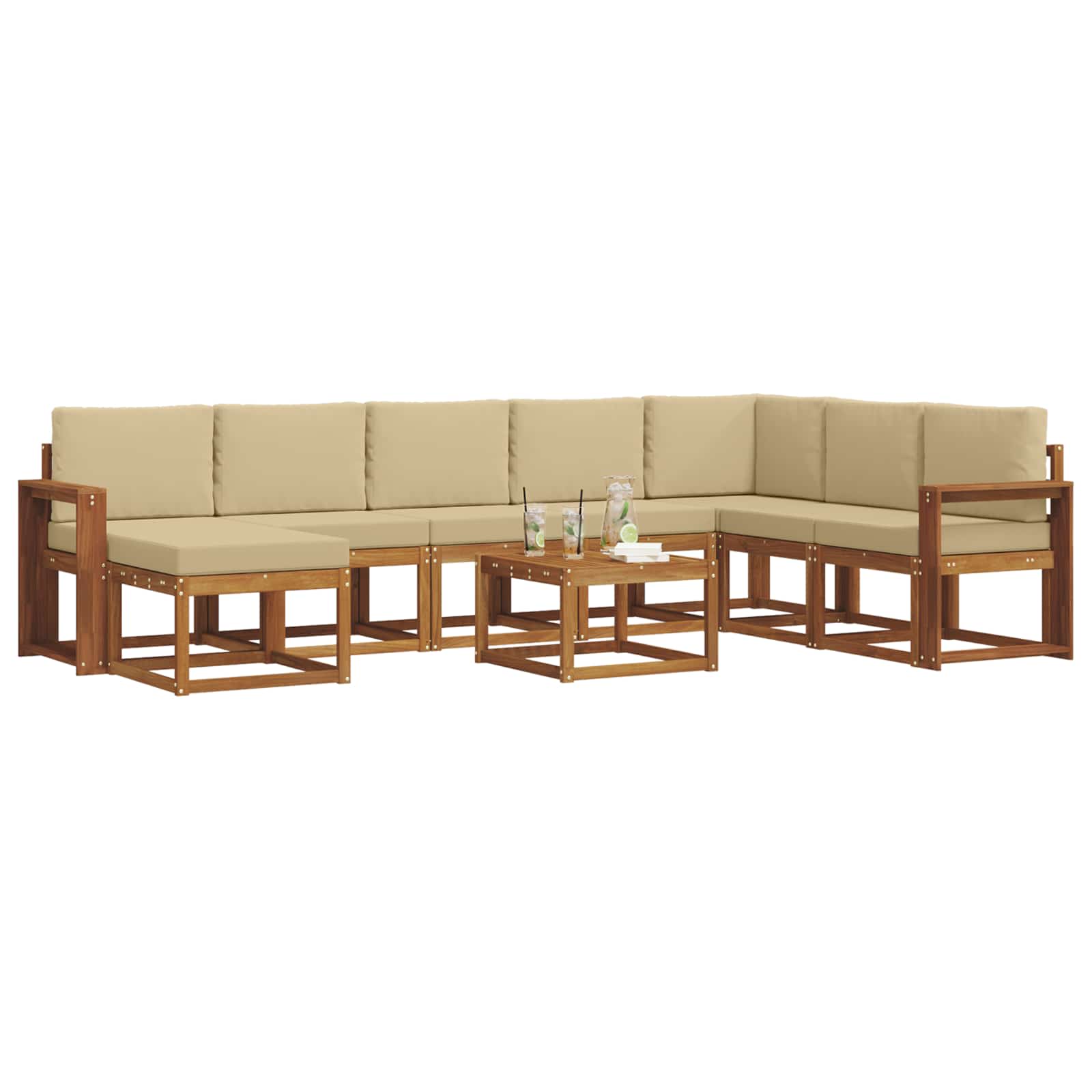 Set vanjskih sofa s jastukom 9 pcs Prirodna i bež