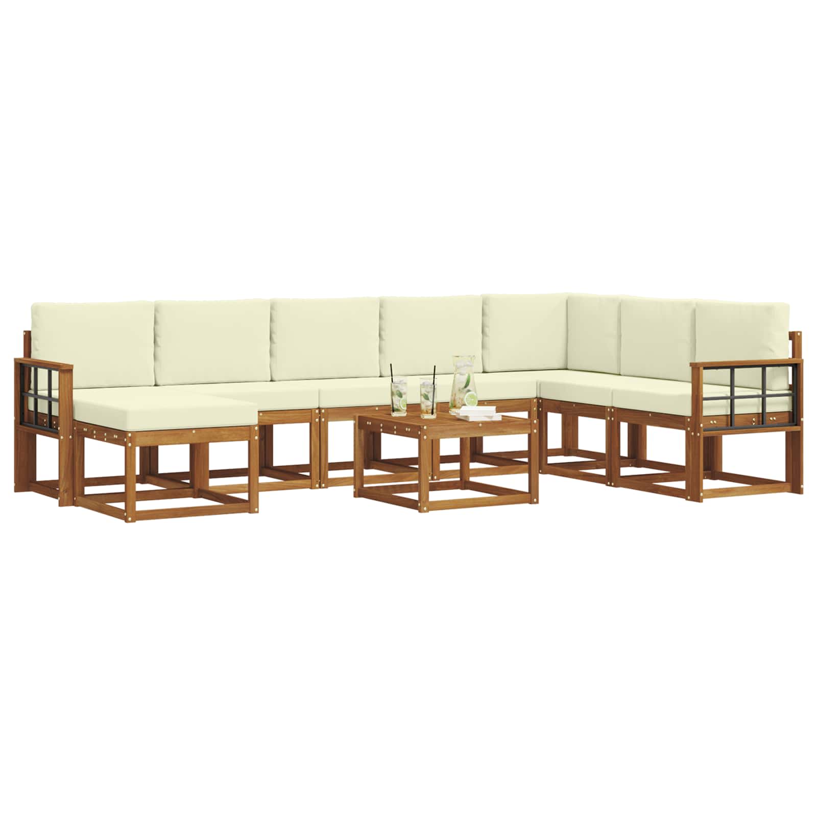 Set vanjskih sofa s jastukom 9 pcs Prirodna i krem