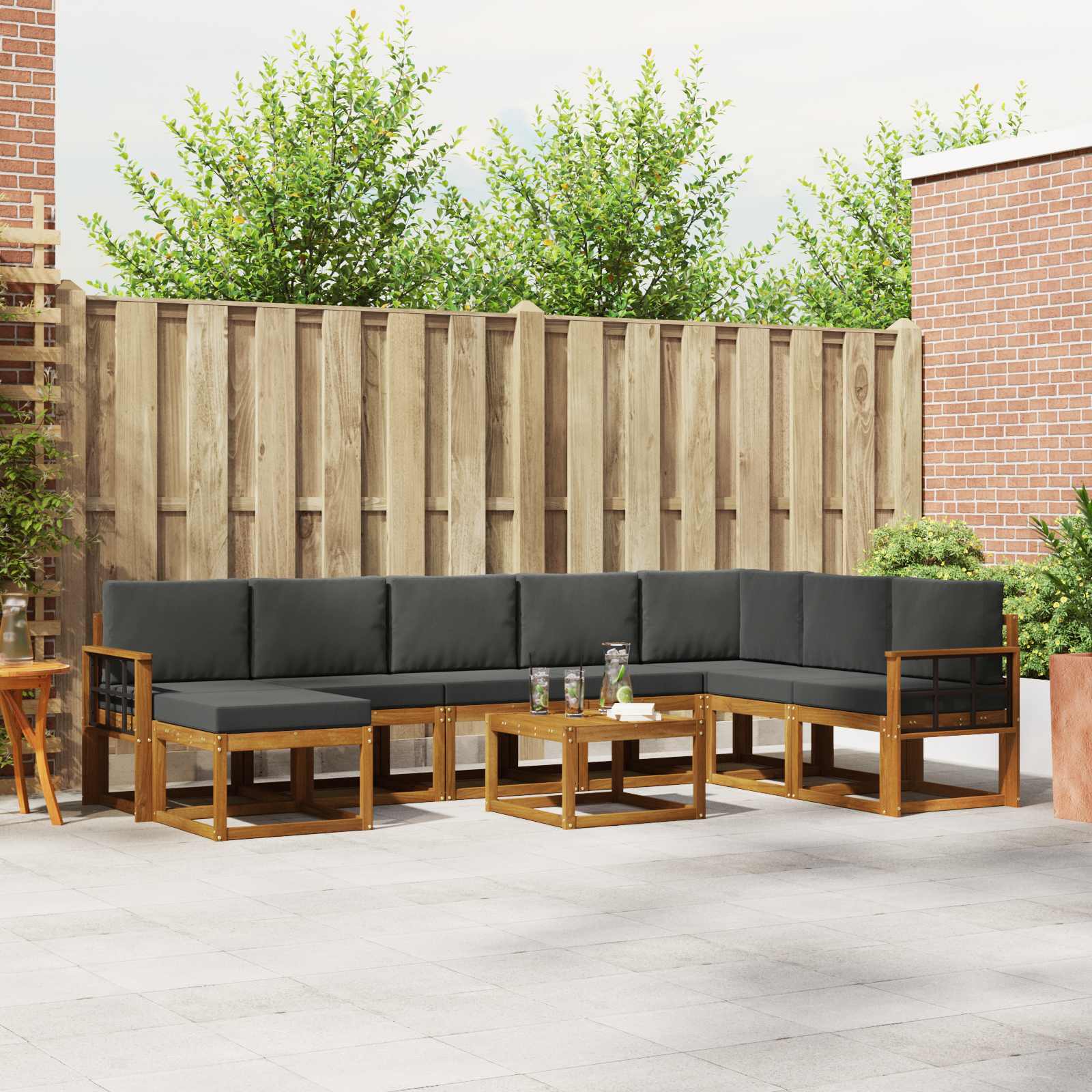Set vanjskih sofa s jastukom 9 pcs Prirodna i antracit