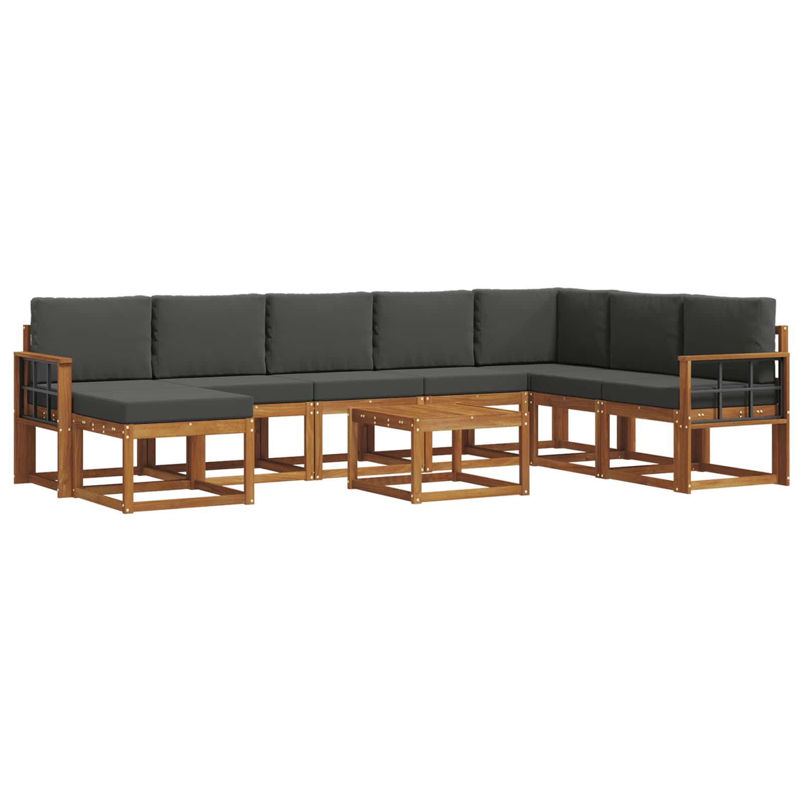 Set vanjskih sofa s jastukom 9 pcs Prirodna i antracit