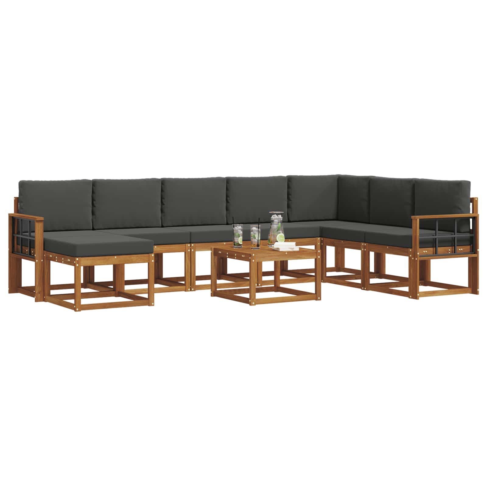 Set vanjskih sofa s jastukom 9 pcs Prirodna i antracit