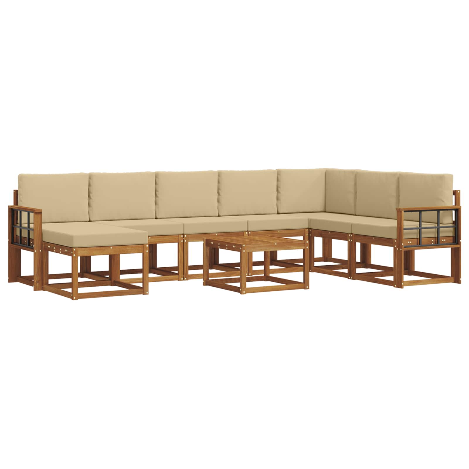 Set vanjskih sofa s jastukom 9 pcs Prirodna i bež